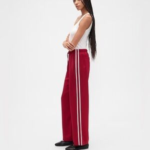 NWT Gap Satin Straight leg Red w/ White Striped Track Pants